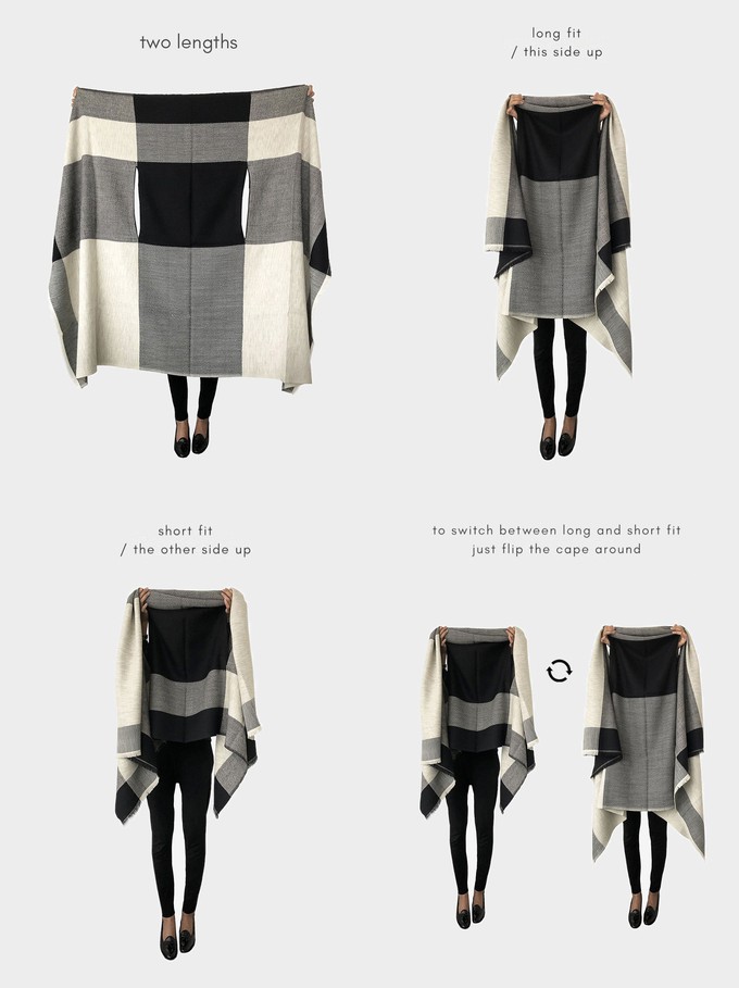 cape infinity wool black white from Fifth Origins