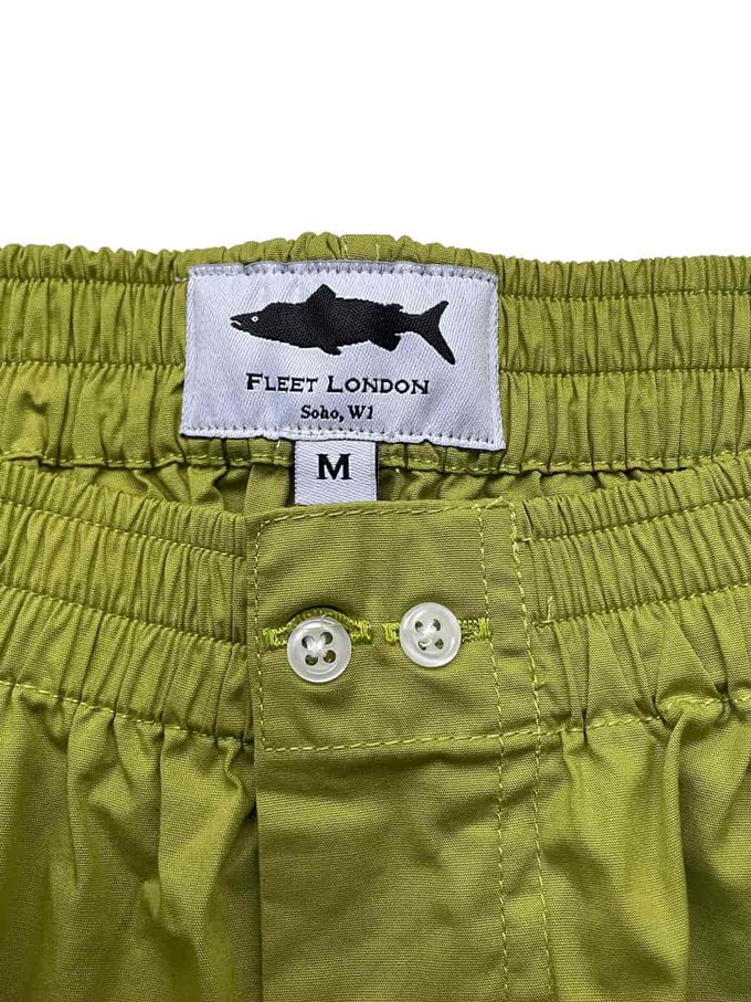 Olive Green Cotton Boxer Shorts from Fleet London