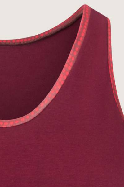 Organic tanktop aubergine + Dots (red) from Frija Omina