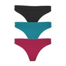 Set of 3 Organic thong Pur: Black, teal, berry via Frija Omina