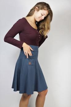 Organic skirt Welle lang, indico (blue) via Frija Omina