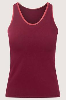 Organic tanktop aubergine + Dots (red) via Frija Omina