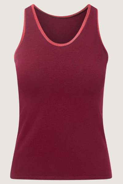 Organic tanktop aubergine + Dots (red) from Frija Omina