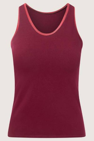 Organic tanktop aubergine + Dots (red) from Frija Omina