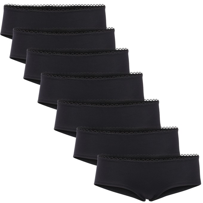 Bio hipster panties, set of 7: All black from Frija Omina