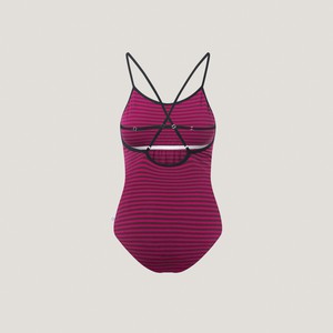Bio Swimsuite Madri berry red stripes from Frija Omina