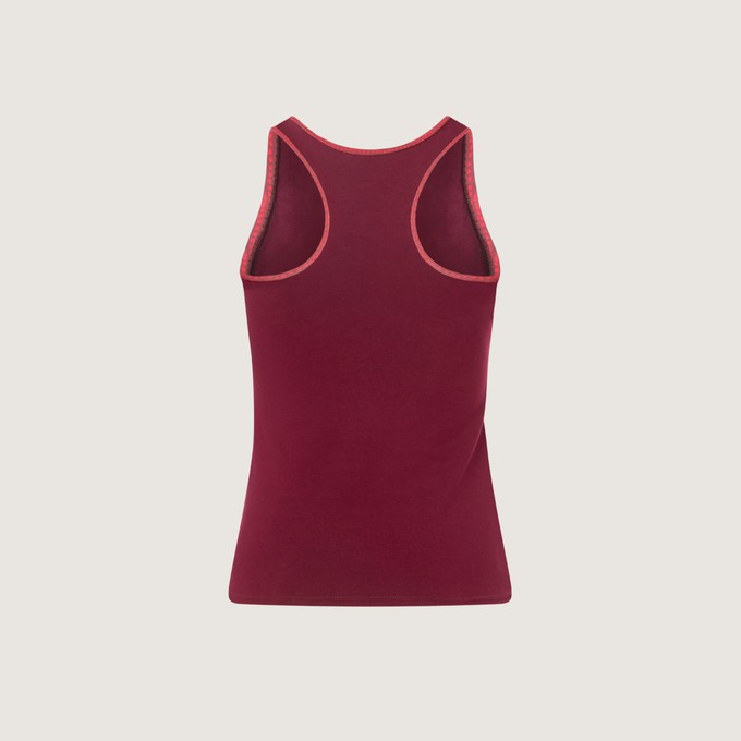 Organic tanktop aubergine + Dots (red) from Frija Omina