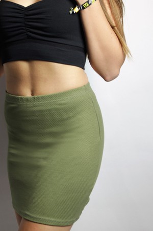 Organic skirt Snoba, khaki structure from Frija Omina