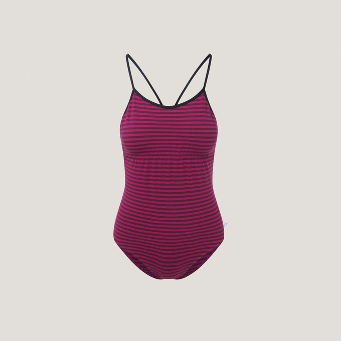 Bio Swimsuite Madri berry red stripes from Frija Omina