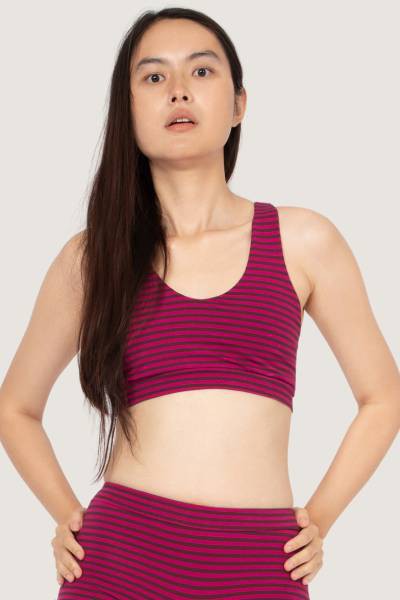 Organic cotton Bikini Top Ijoris berry stripes from Frija Omina