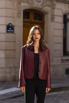 Sylvie Faux Leather Short Coat via GAÂLA