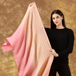 Handwoven Ombré Peach Salmon Pink Wool Scarf from Heritage Moda