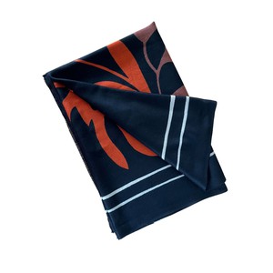 Hand-Painted Black Rust Floral Wool-Silk Scarf from Heritage Moda