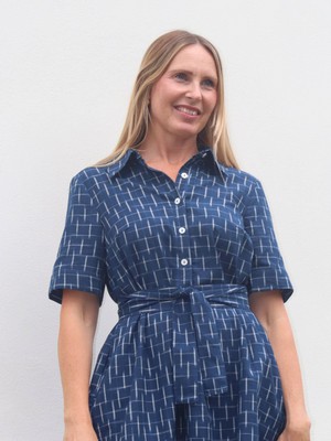 Restore Navy Ikat Shirt Dress from Jenerous