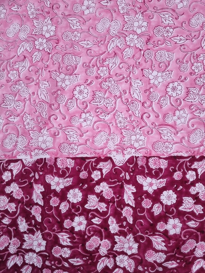 Tonal Pink Floral Hand Block Printed Fair Trade Scarf from Jenerous