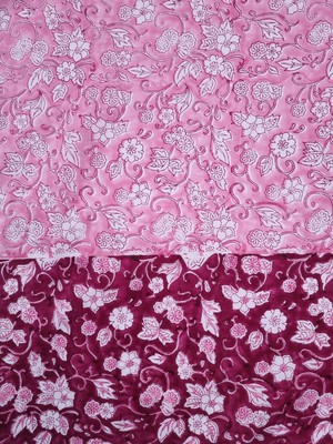 Tonal Pink Floral Hand Block Printed Fair Trade Scarf from Jenerous