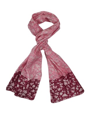 Tonal Pink Floral Hand Block Printed Fair Trade Scarf from Jenerous