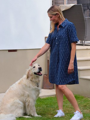 Restore Navy Ikat Shirt Dress from Jenerous