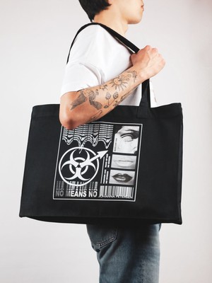 BLACK - NO MEANS NO - SHOPPING BAG from JOHANNA PETERSEN