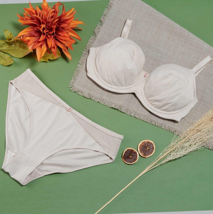 Ivory-Underwired Silk & Organic Cotton Full Cup Bra with removable paddings from JulieMay Lingerie