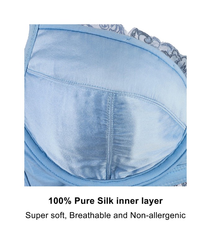 Ashley Embroidery Silk & Organic Cotton Supportive Plunge Bra from JulieMay Lingerie