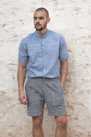 Cotton Short Sleeve Shirt Harilal Light Blue from Jyoti - Fair Works