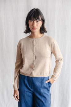 Baby Alpaca Knitted Cardigan Navan Beige via Jyoti - Fair Works