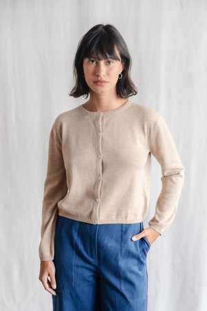 Baby Alpaca Knitted Cardigan Navan Beige from Jyoti - Fair Works