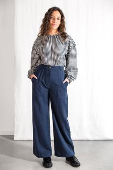 Organic cotton trousers Santosh grey-blue via Jyoti - Fair Works