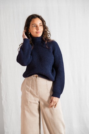 Baby-Alpaka Turtleneck Strickpullover Sabeti Blau from Jyoti - Fair Works