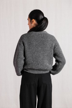 Baby Alpaca Knit Cardigan Aipena Dark Grey from Jyoti - Fair Works