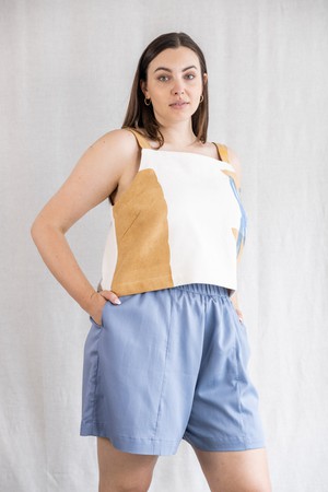 Organic cotton shorts Sitara satin blue from Jyoti - Fair Works