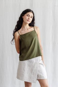 Modal tank top Leyla Khaki via Jyoti - Fair Works