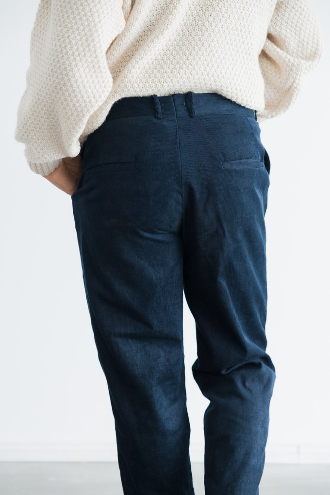 Organic cotton corduroy trousers Sameer night blue from Jyoti - Fair Works