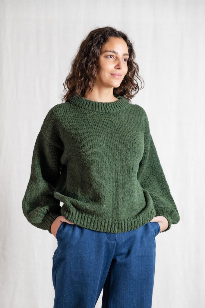 Baby-Alpaka Strickpullover Lupuna Olive from Jyoti - Fair Works