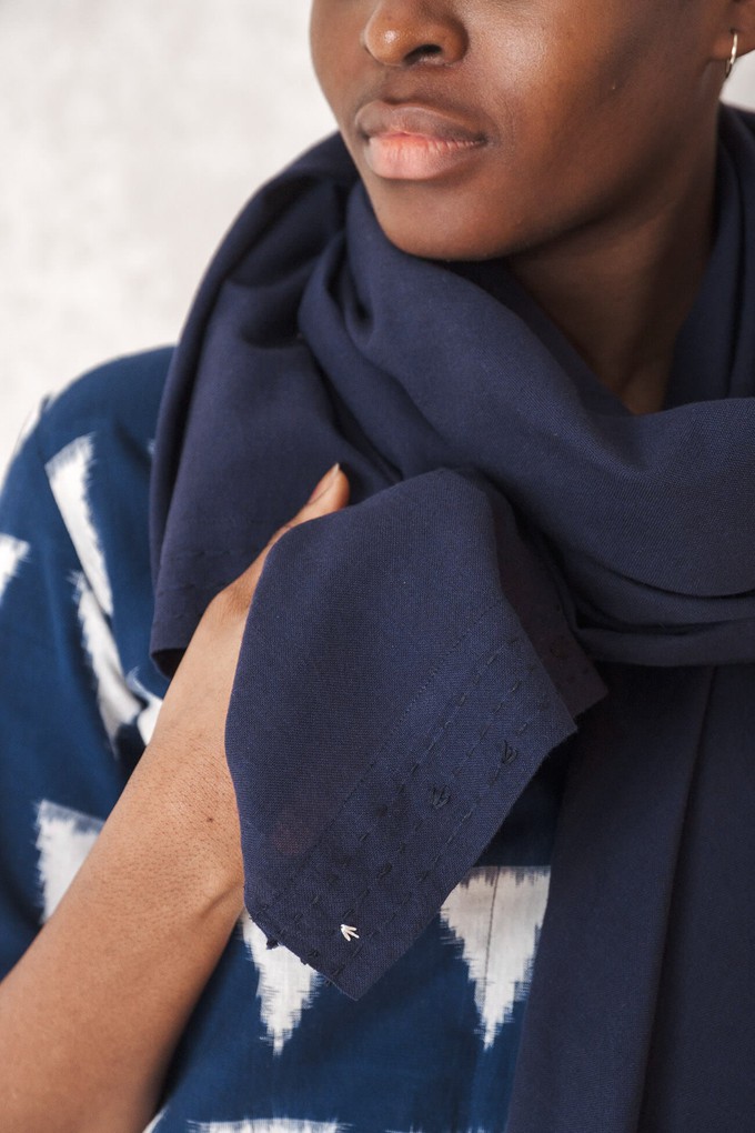 Sanavi Cotton Scarf, Night Blue from Jyoti - Fair Works