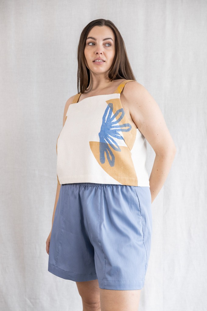 Organic cotton shorts Sitara satin blue from Jyoti - Fair Works