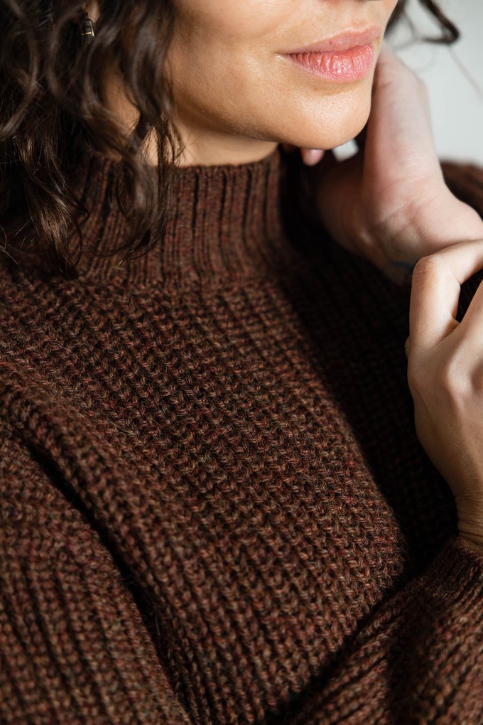 Baby Alpaca Turtleneck Knit Sweater Tacna Chocolate from Jyoti - Fair Works