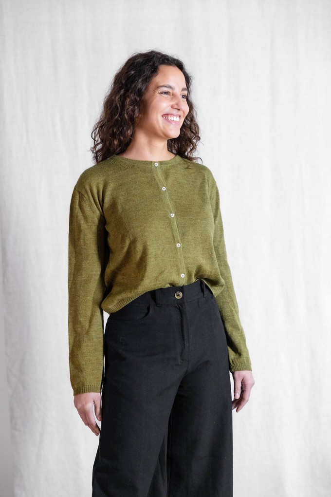 Baby alpaca knitted cardigan Navan Dijon from Jyoti - Fair Works