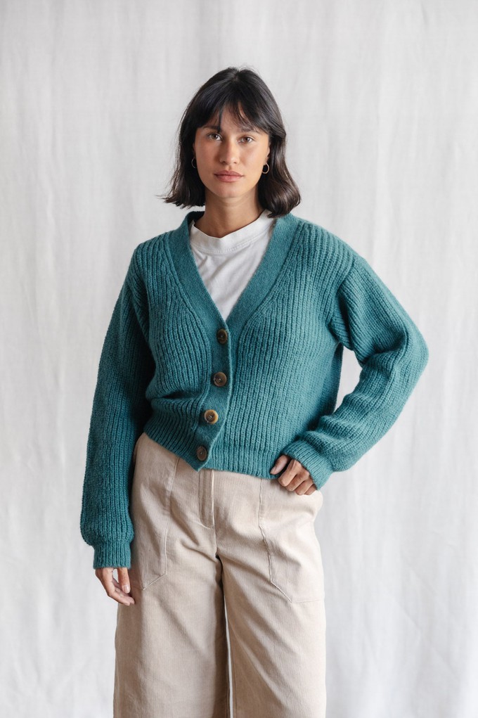 Baby Alpaca Knitted Cardigan Arequipa Ocean from Jyoti - Fair Works
