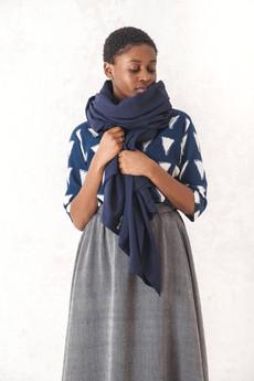 Sanavi Cotton Scarf, Night Blue via Jyoti - Fair Works
