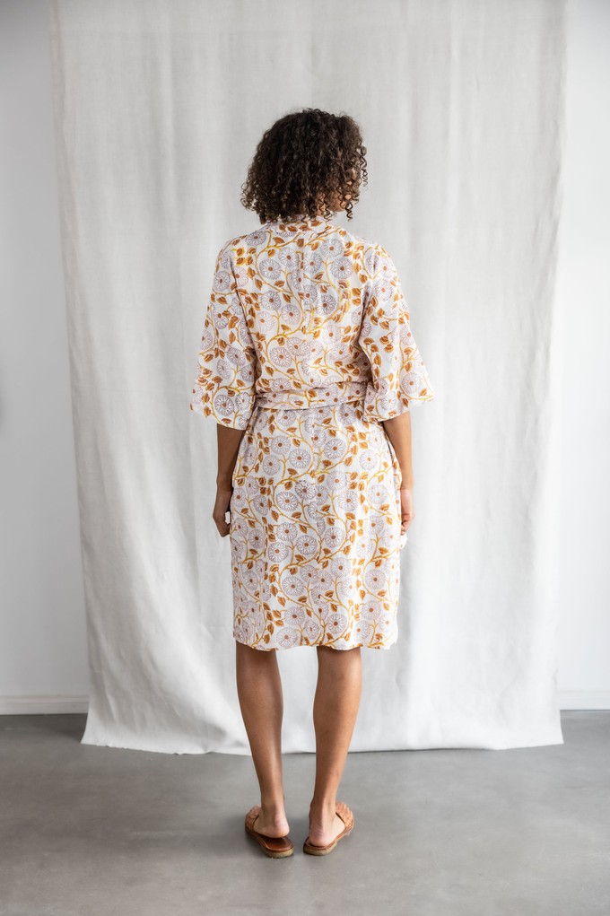 Organic Cotton Cardigan Rohana Blockprint Flowers from Jyoti - Fair Works