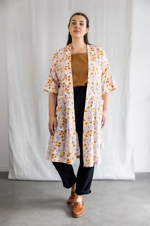 Organic Cotton Cardigan Rohana Blockprint Flowers from Jyoti - Fair Works