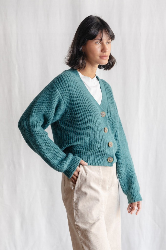 Baby Alpaca Knitted Cardigan Arequipa Ocean from Jyoti - Fair Works