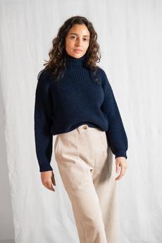 Baby-Alpaka Turtleneck Strickpullover Sabeti Blau via Jyoti - Fair Works