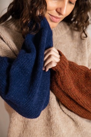 Baby-Alpaka Strickpullover Lupuna Colorblock Sand from Jyoti - Fair Works