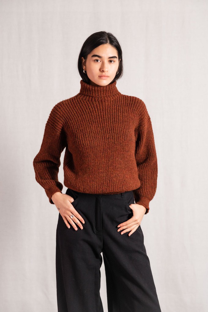 Baby-Alpaka Turtleneck Strickpullover Sabeti Kastanie from Jyoti - Fair Works