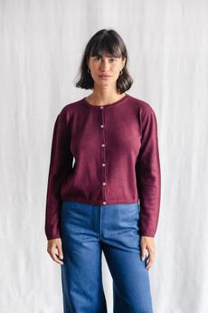 Baby alpaca knitted cardigan Navan Berry via Jyoti - Fair Works