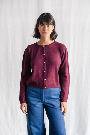 Baby alpaca knitted cardigan Navan Berry from Jyoti - Fair Works