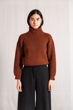 Baby-Alpaka Turtleneck Strickpullover Sabeti Kastanie from Jyoti - Fair Works
